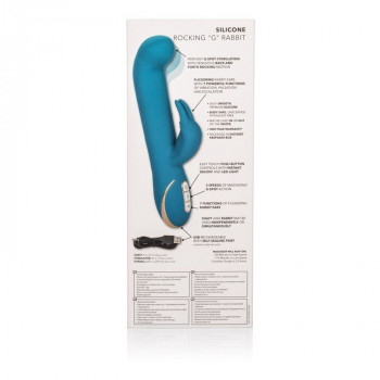 Бирюзовый вибратор с изогнутой головкой Jack Rabbit Signature Silicone Rocking 