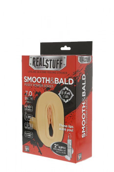 Мастурбатор-вагина с вибрацией и выносным пультом управления Realstuff Smooth & Bald