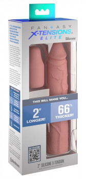 Телесная насадка-удлинитель 2 Inch Silicone X-tension - 20,3 см.